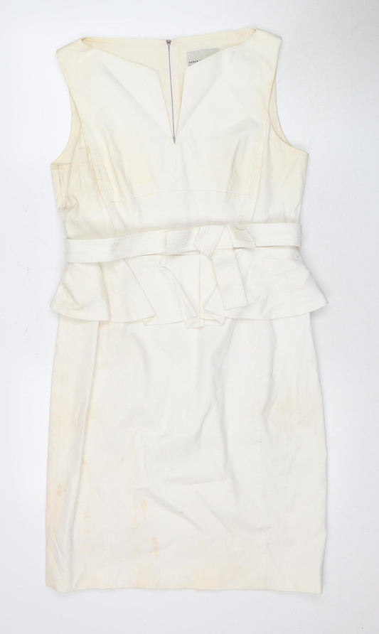 Karen Millen Women's Ivory Belted Sheath Dress