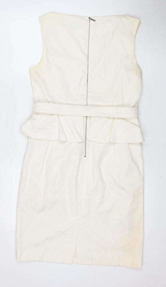 Karen Millen Women's Ivory Belted Sheath Dress