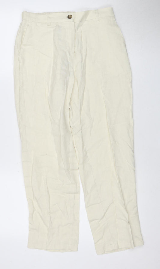 Oltre Women's Ivory Trousers, Elastic Waist