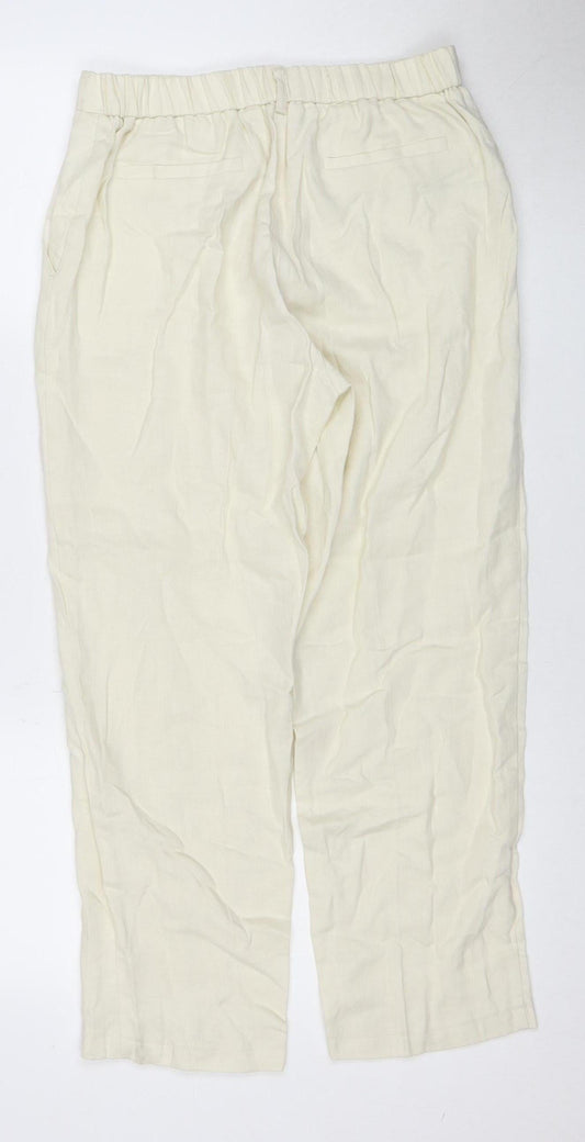 Oltre Women's Ivory Trousers, Elastic Waist