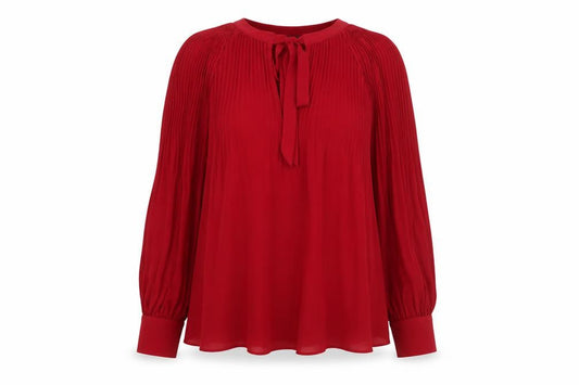Womens UK Size 14 Crew Clothing Company Red Polyester Blouse