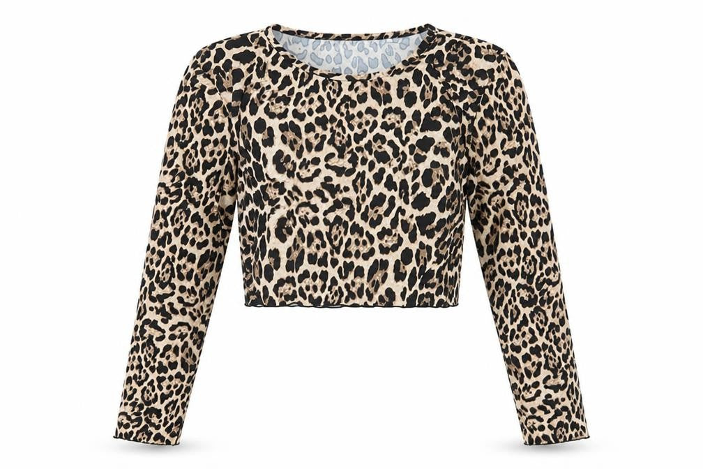 Urban Renewal Cropped Animal Print Blouse - Women M