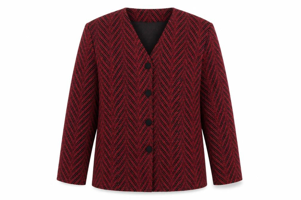 Bonmarché Women's Red Geometric Jacket Size 18