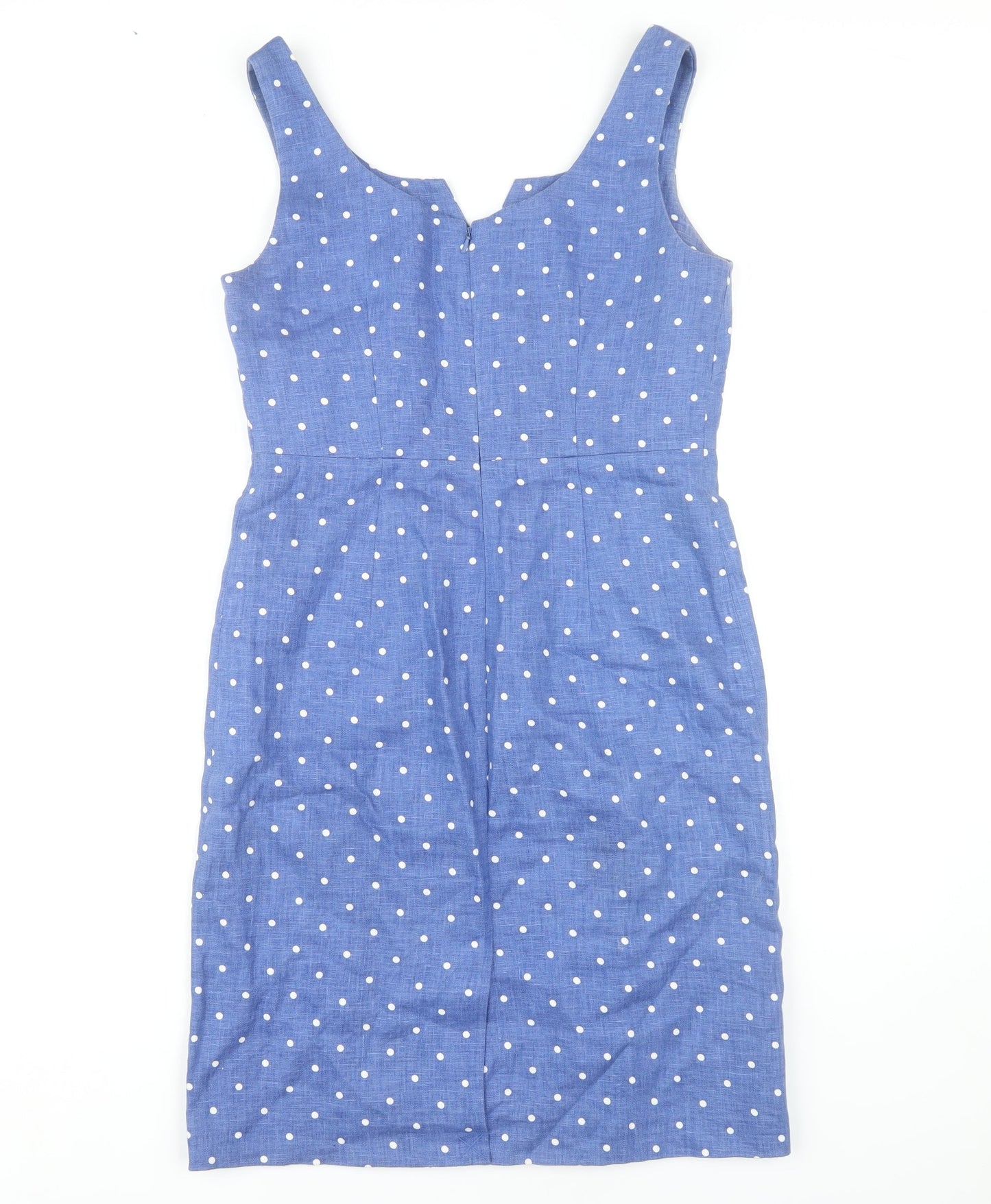 East Women's Blue Polka Dot Linen Pencil Dress 8