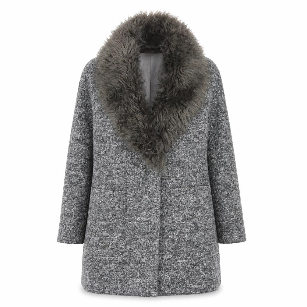 New Look Women's Grey Mid-Length Overcoat Size 10