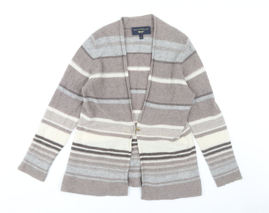 Paul Costelloe Women's Grey Cardigan M Striped Cashmere
