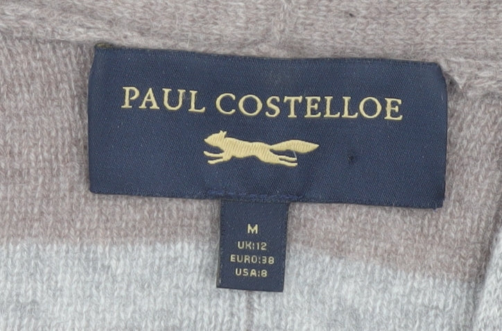 Paul Costelloe Women's Grey Cardigan M Striped Cashmere