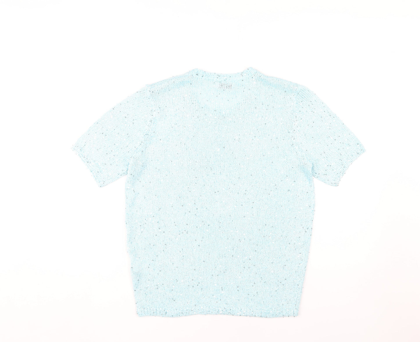 Damart Women's Blue Knit T-Shirt, Size 10-12, Crew Neck