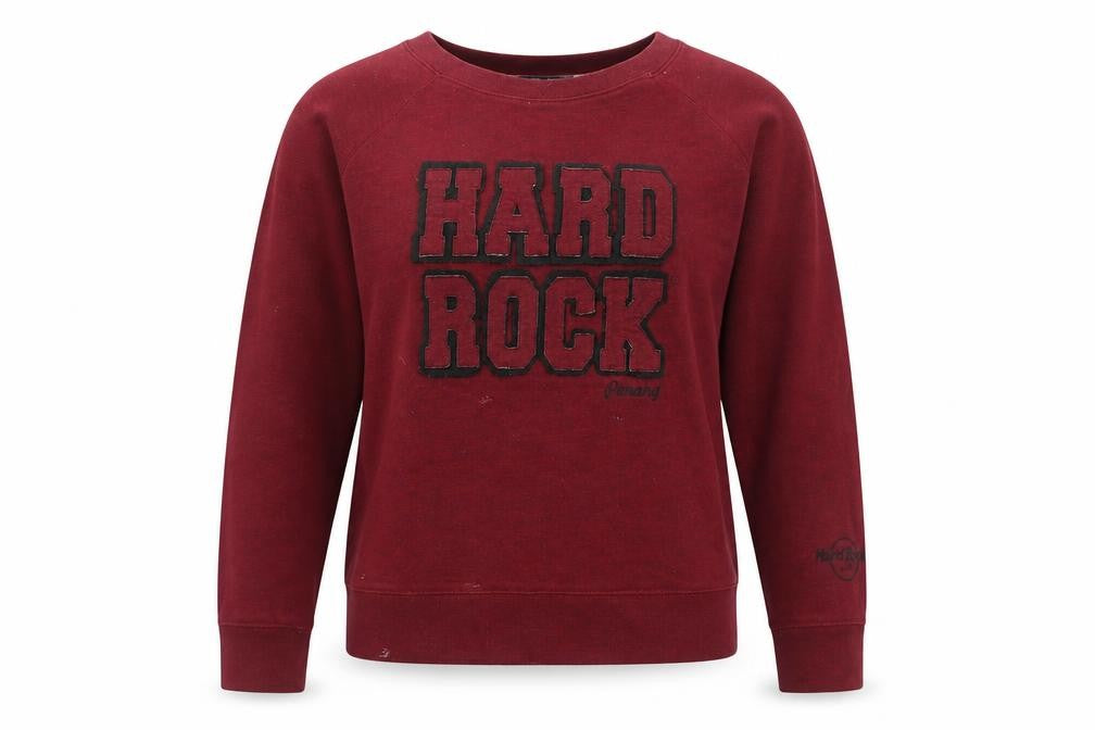 Unisex Adults UK L Regular Hard Rock Cafe Red Pullover Sweatshirt