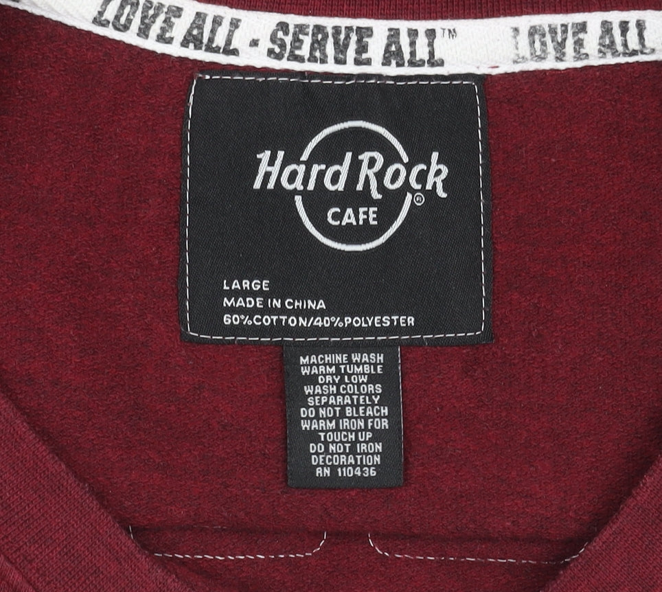 Hard Rock Cafe Red Graphic Sweatshirt L Unisex