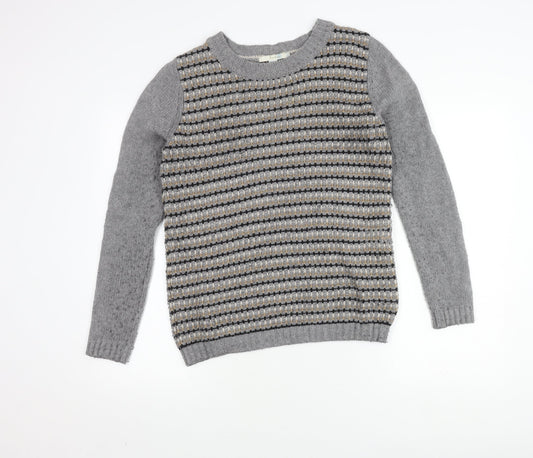 Boden Women's Grey Striped Wool Pullover Jumper Size 12