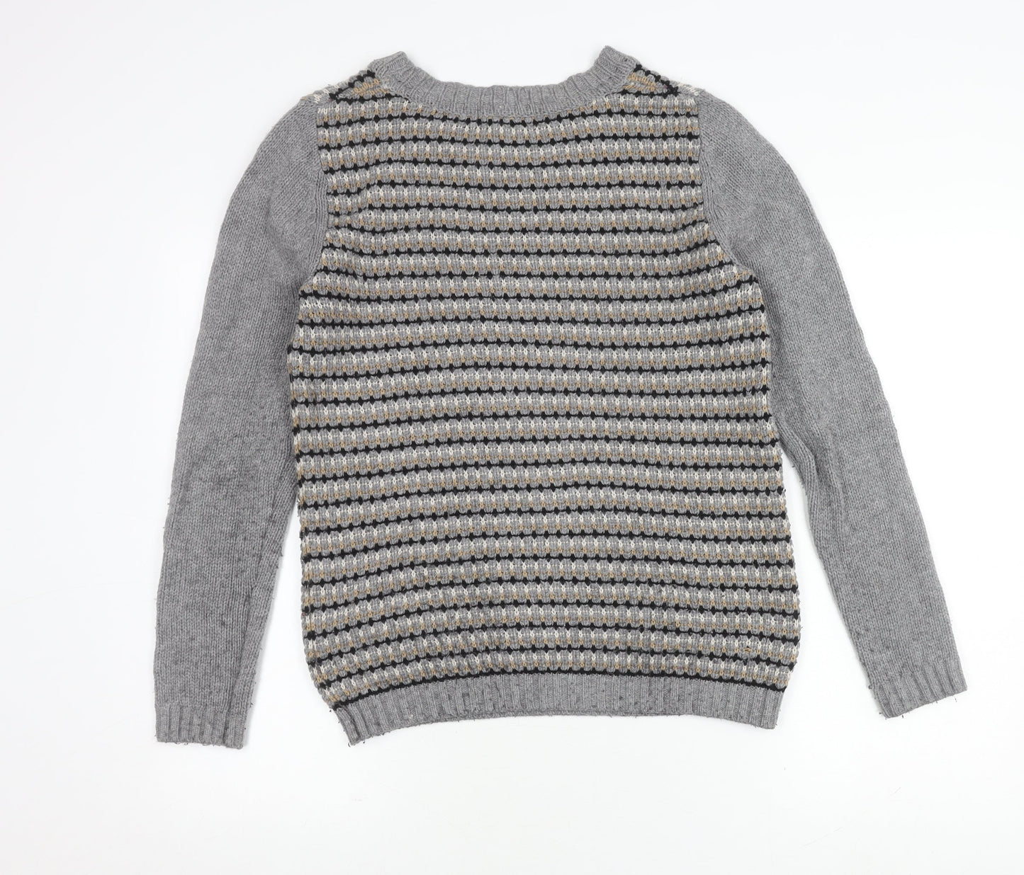 Boden Women's Grey Striped Wool Pullover Jumper Size 12