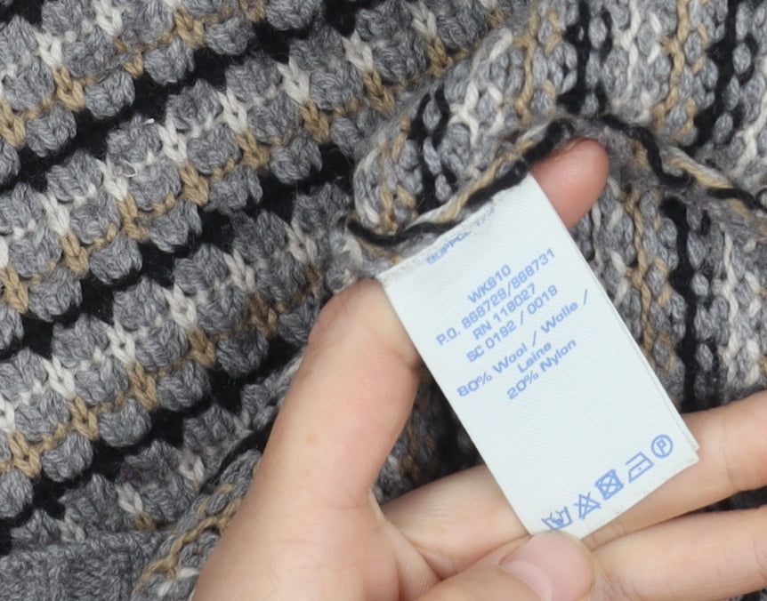Boden Women's Grey Striped Wool Pullover Jumper Size 12