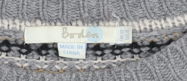 Boden Women's Grey Striped Wool Pullover Jumper Size 12
