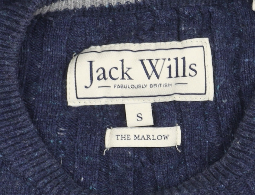 Jack Wills Men's Blue S Cable-Knit Pullover Jumper