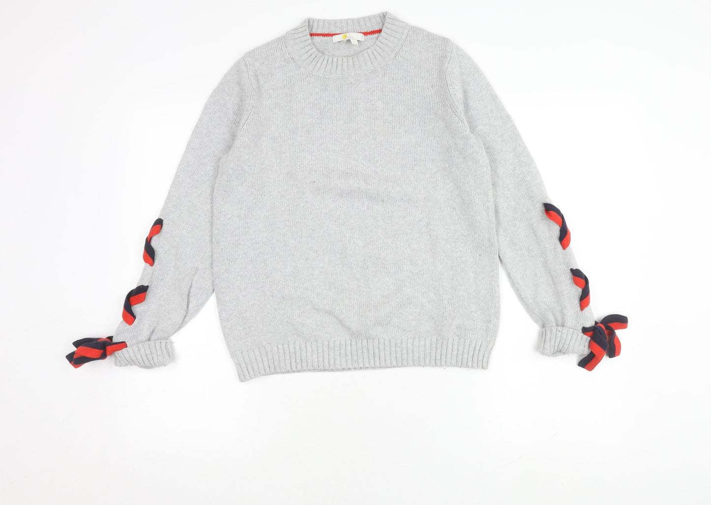 Boden Women's Grey Pullover Jumper, Size S, Bow Detail