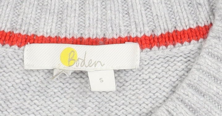 Boden Women's Grey Pullover Jumper, Size S, Bow Detail