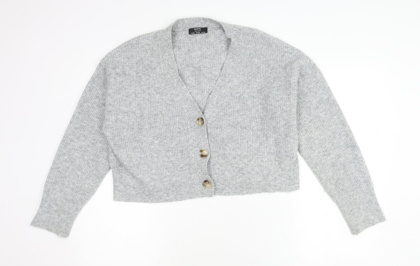 Bershka Women's Grey XS V-Neck Cardigan Knit