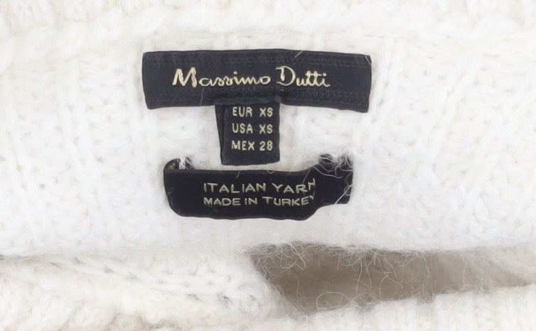 Massimo Dutti Women's Ivory Roll Neck Jumper XS