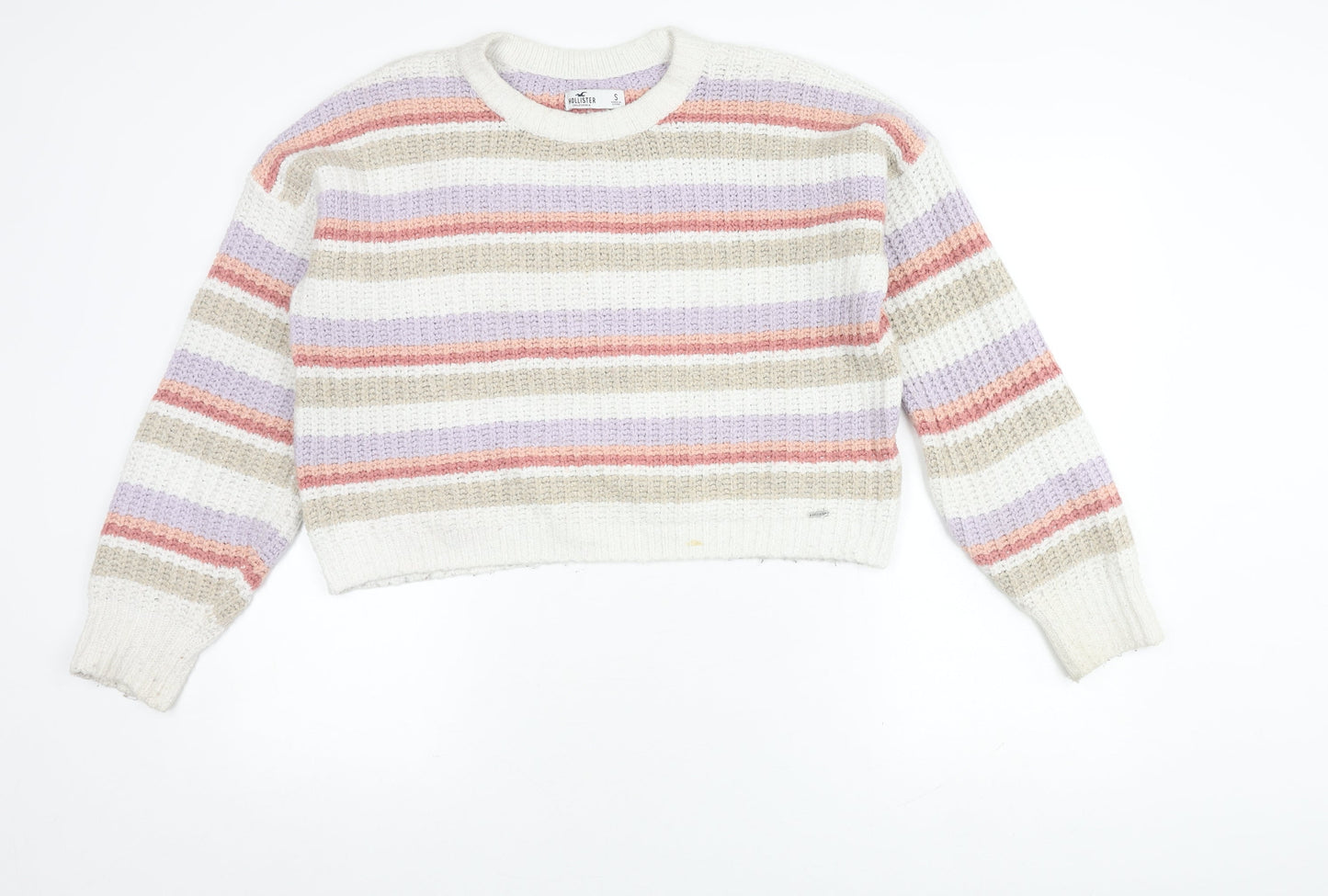 Hollister Women's Multicoloured Striped Pullover Jumper S