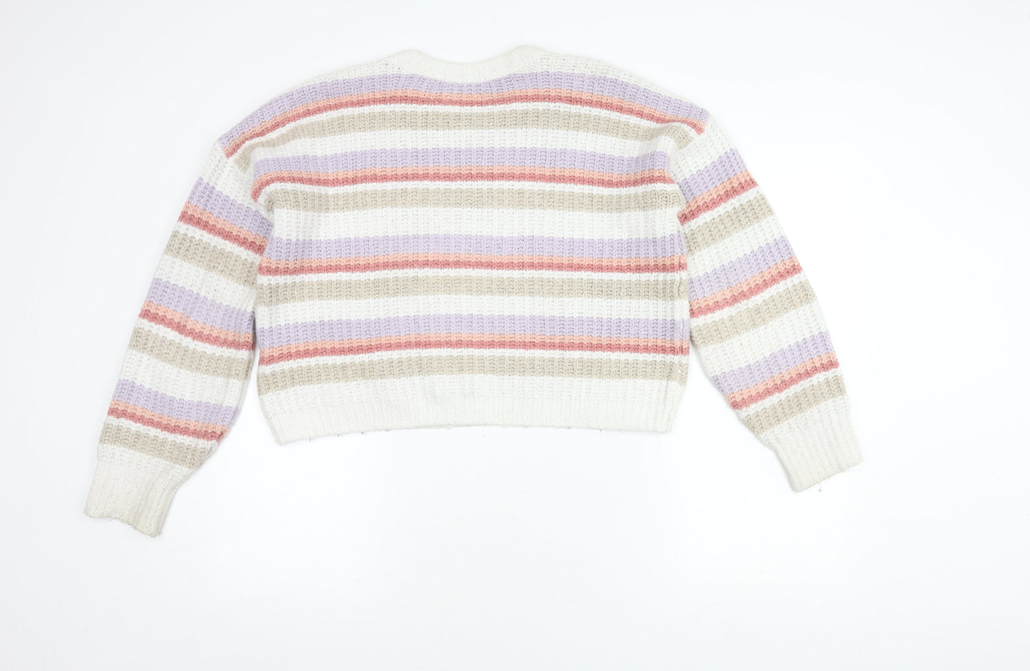 Hollister Women's Multicoloured Striped Pullover Jumper S
