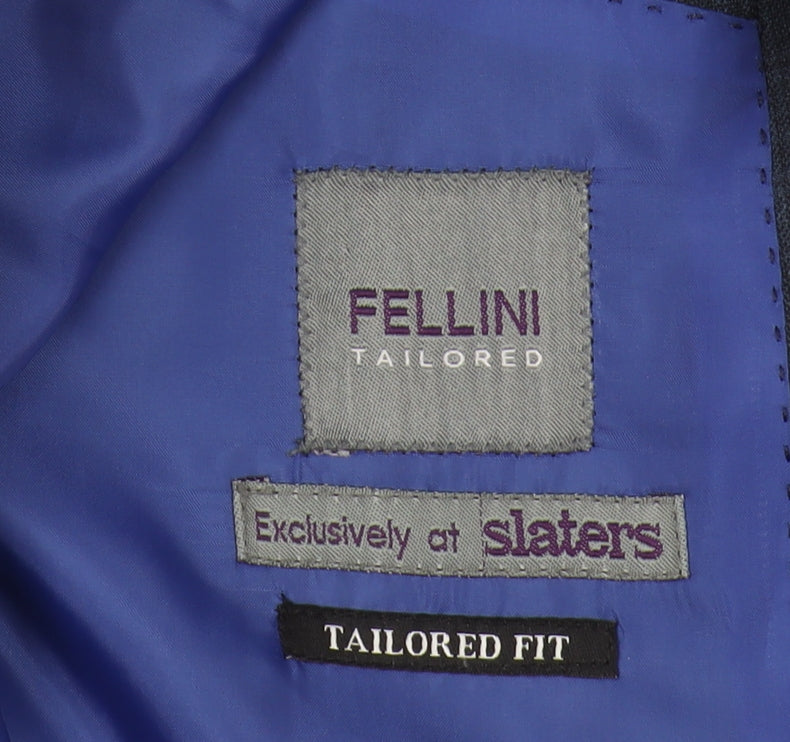 Fellini Men’s Navy Checked Blazer 44R Tailored Fit