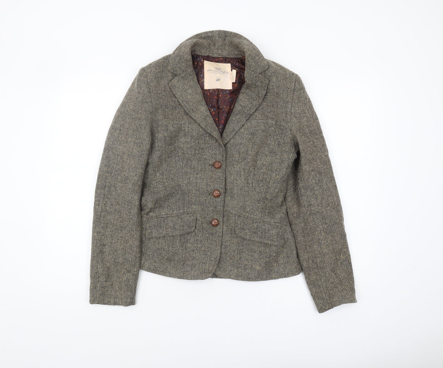 Grey H&M Women's Tweed Blazer Size 8 - Lined, Casual