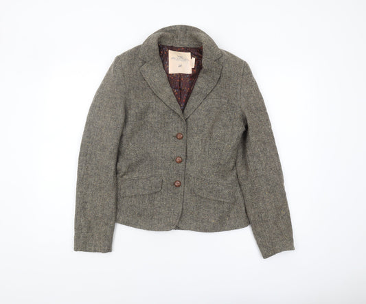 Grey H&M Women's Tweed Blazer Size 8 - Lined, Casual