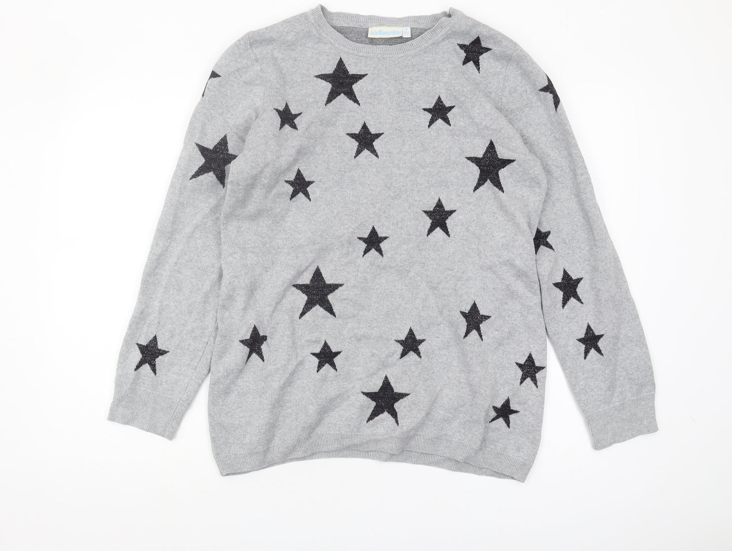 JoJo Maman Bébé Women's Grey Star Pullover Jumper M