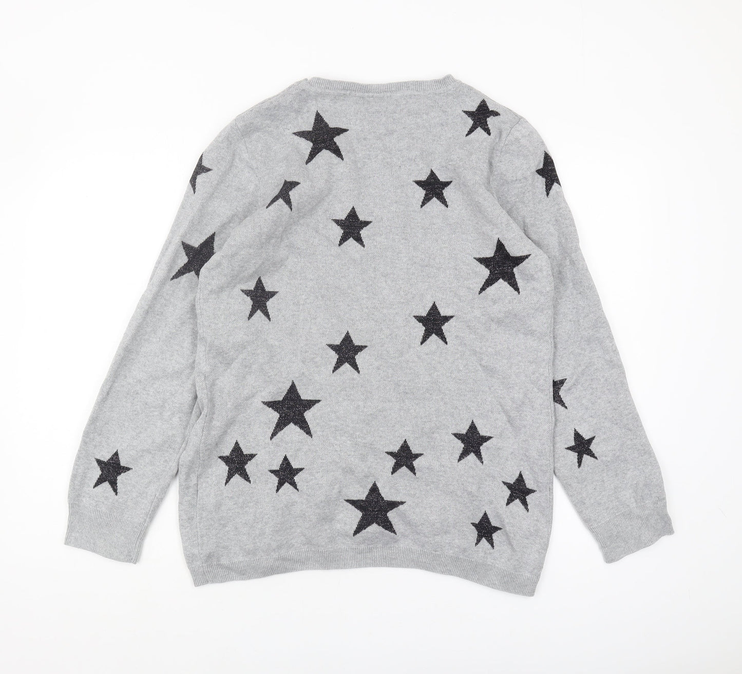 JoJo Maman Bébé Women's Grey Star Pullover Jumper M