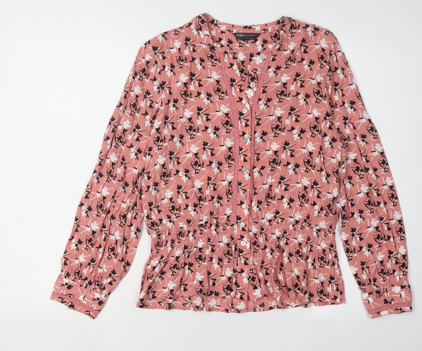 Marks and Spencer Women's Pink Floral Blouse Size 12
