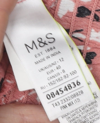 Marks and Spencer Women's Pink Floral Blouse Size 12