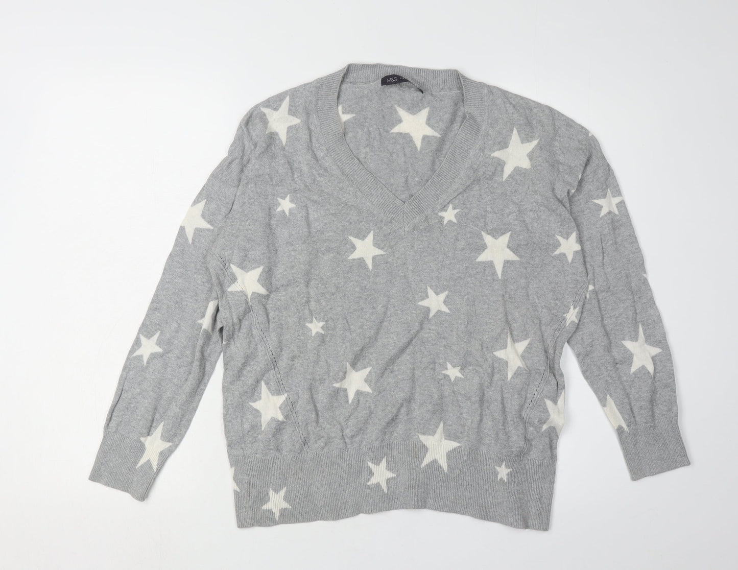 Marks and Spencer Women's Grey Star Pullover Jumper M