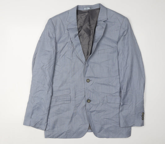 Greenwoods Men's Slim Fit Blue Blazer, Size 44R