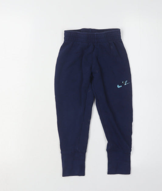Nike Boys Blue Jogger Trousers XS Cotton Blend