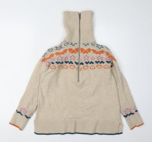 White Stuff Women's Beige Fair Isle Jumper UK 8