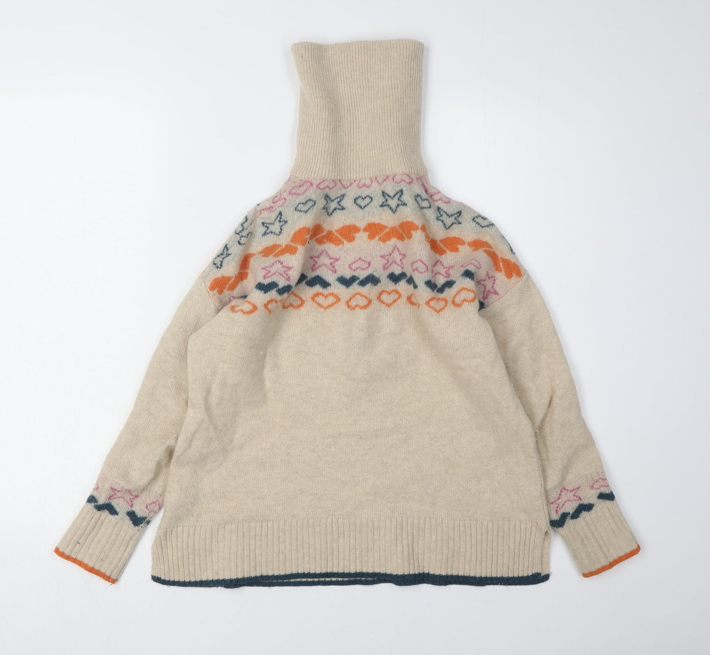 White Stuff Women's Beige Fair Isle Jumper UK 8