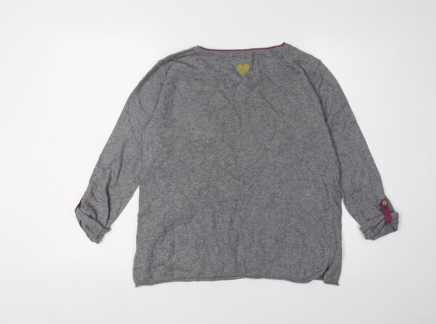 White Stuff Women's Grey Heart Pullover Jumper Size 12