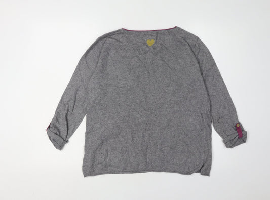 White Stuff Women's Grey Heart Pullover Jumper Size 12