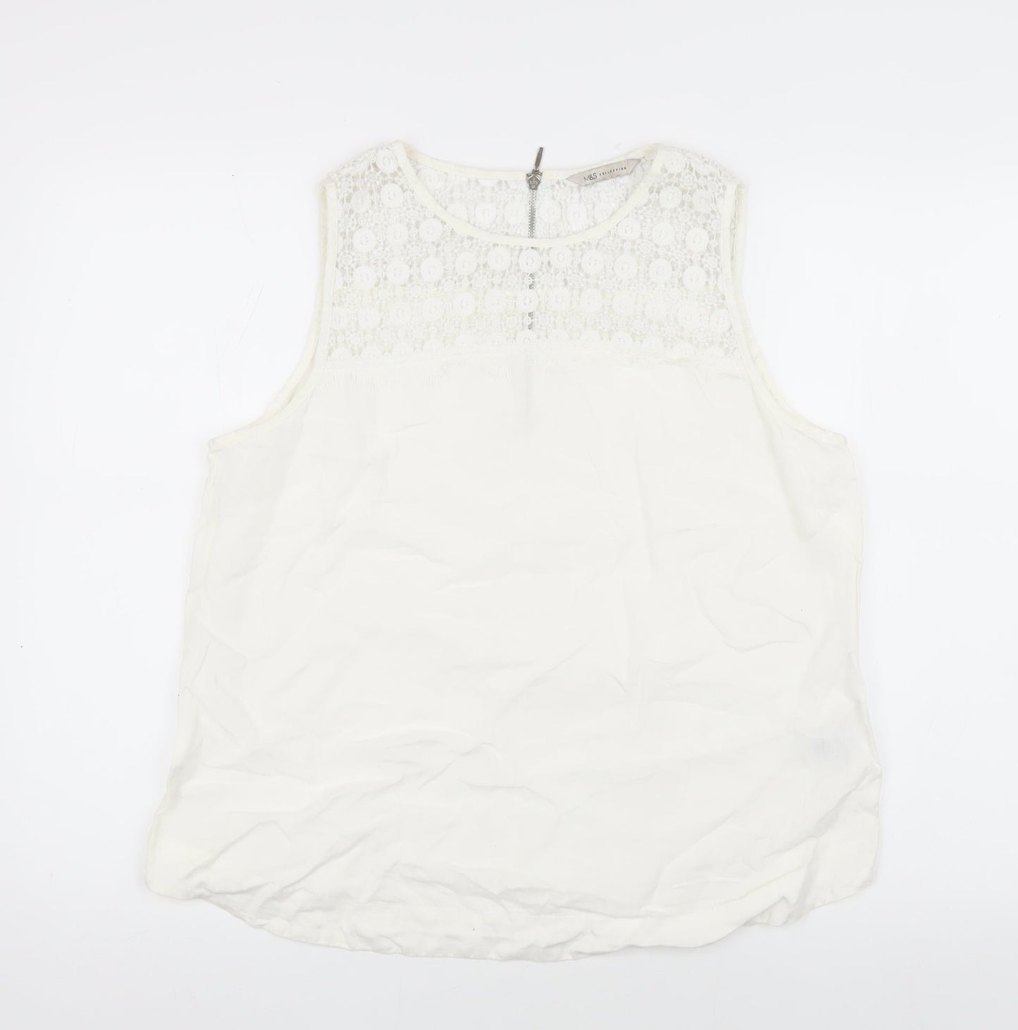Marks and Spencer Women's White Lace Blouse UK 14