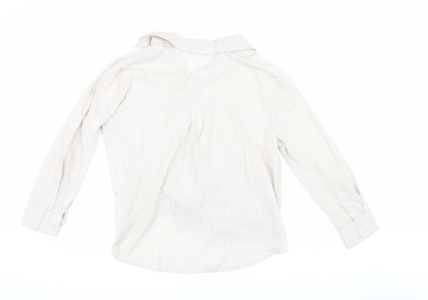 MNG Casual Women's Beige Button-Up Shirt, Size 4