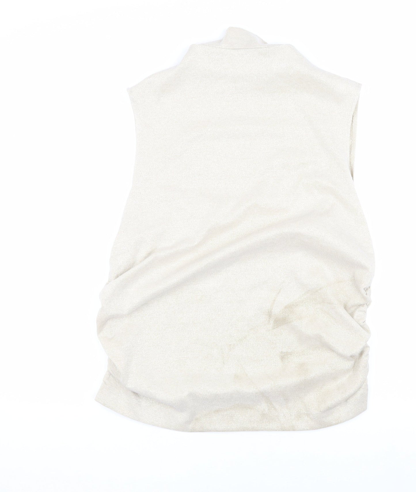 Marks and Spencer Women Beige High Neck Sleeveless Top Size 20