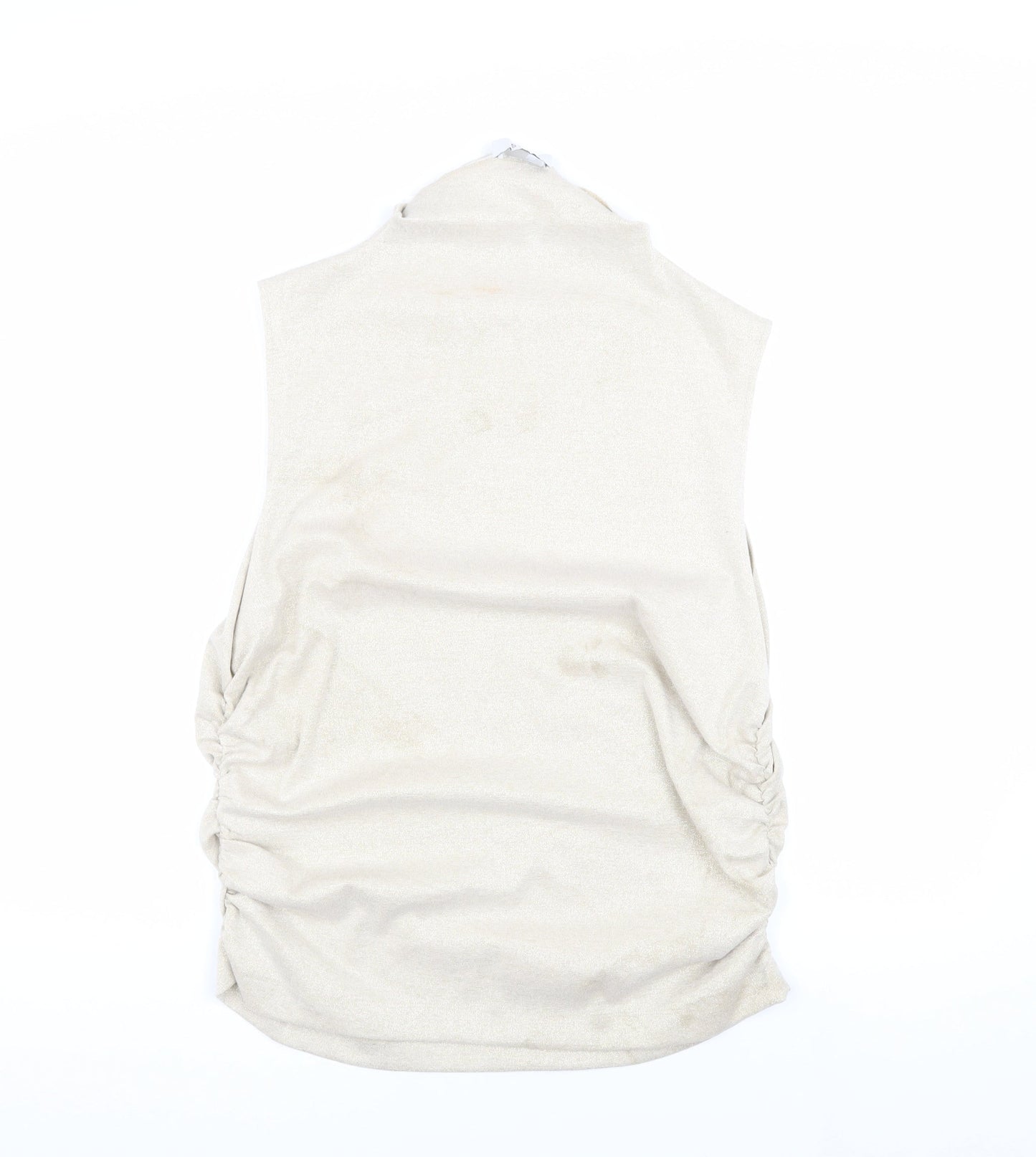 Marks and Spencer Women Beige High Neck Sleeveless Top Size 20