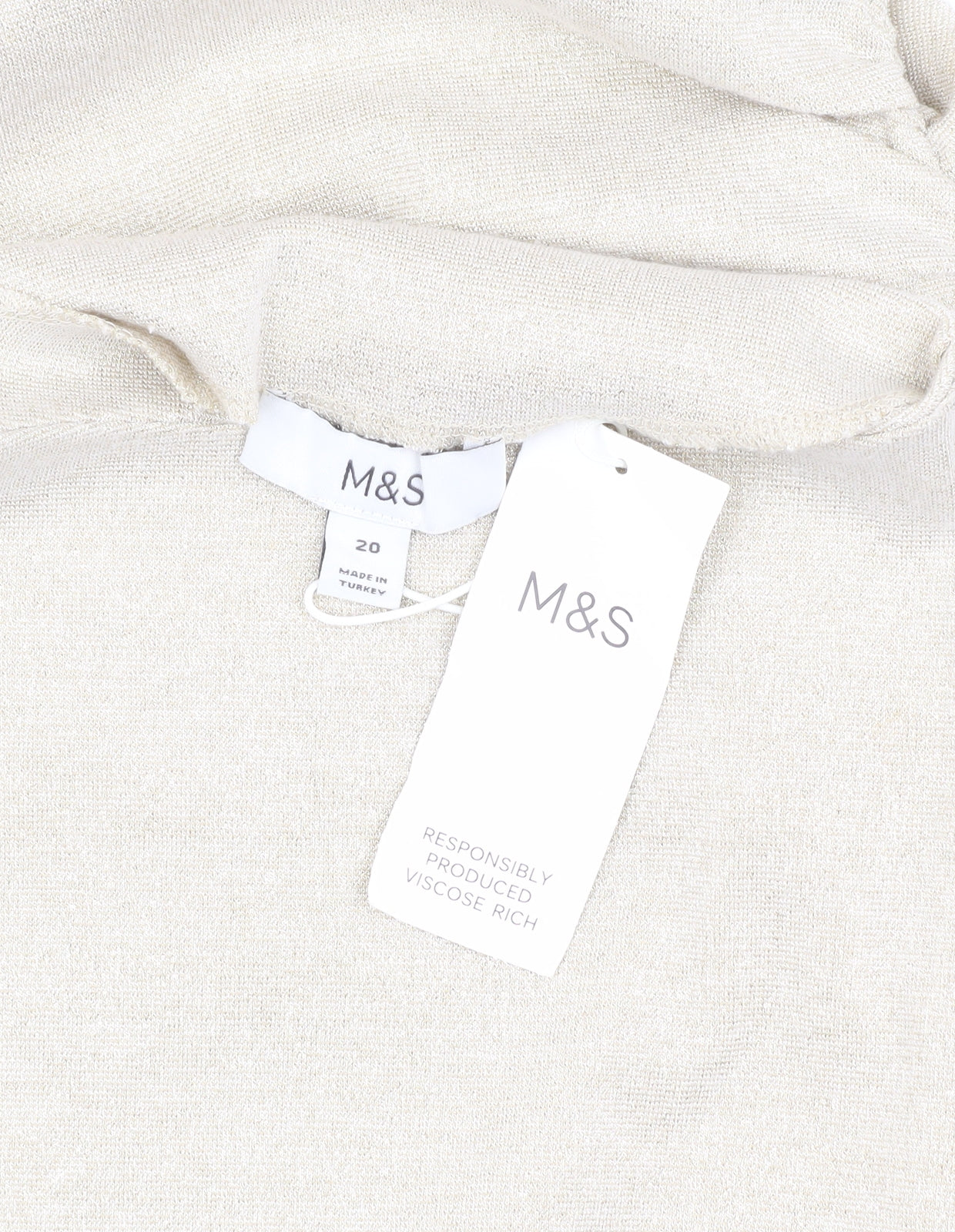 Marks and Spencer Women Beige High Neck Sleeveless Top Size 20