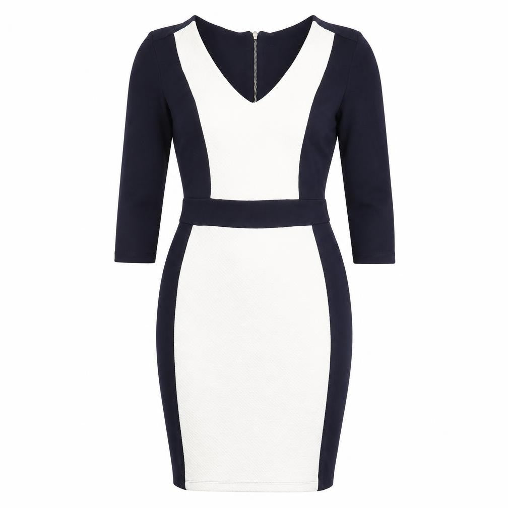 French Connection Women’s Black White Bodycon Dress Size 12
