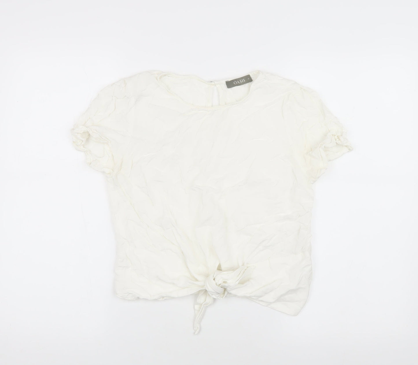 Oasis Women's White Size 12 Short Sleeve Top