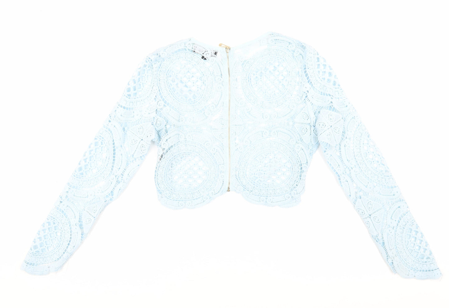 Missguided Women’s Blue Lace Cropped Blouse, Size 10