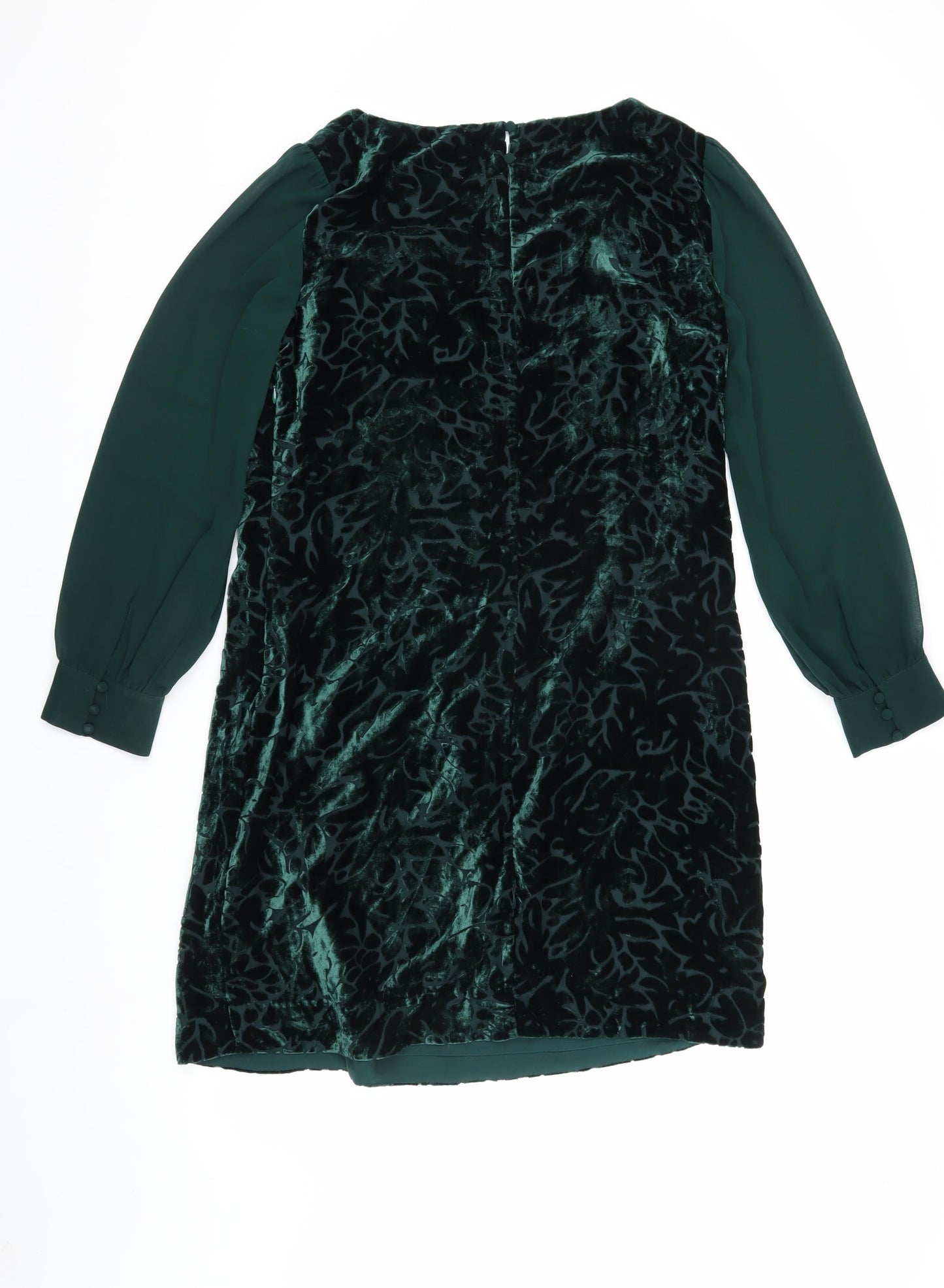 Laura Ashley Women's Green Velvet Shift Dress, Size 16