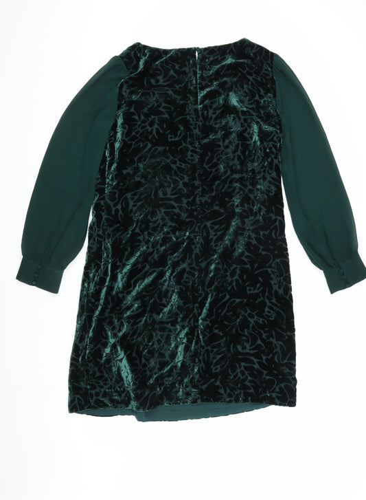 Laura Ashley Women's Green Velvet Shift Dress, Size 16