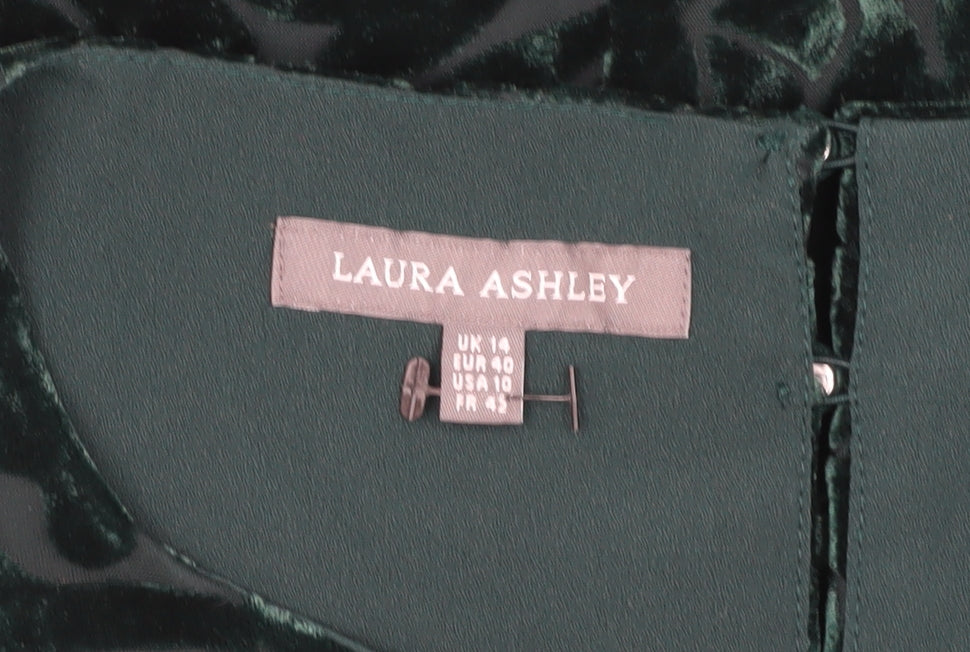 Laura Ashley Women's Green Velvet Shift Dress, Size 16
